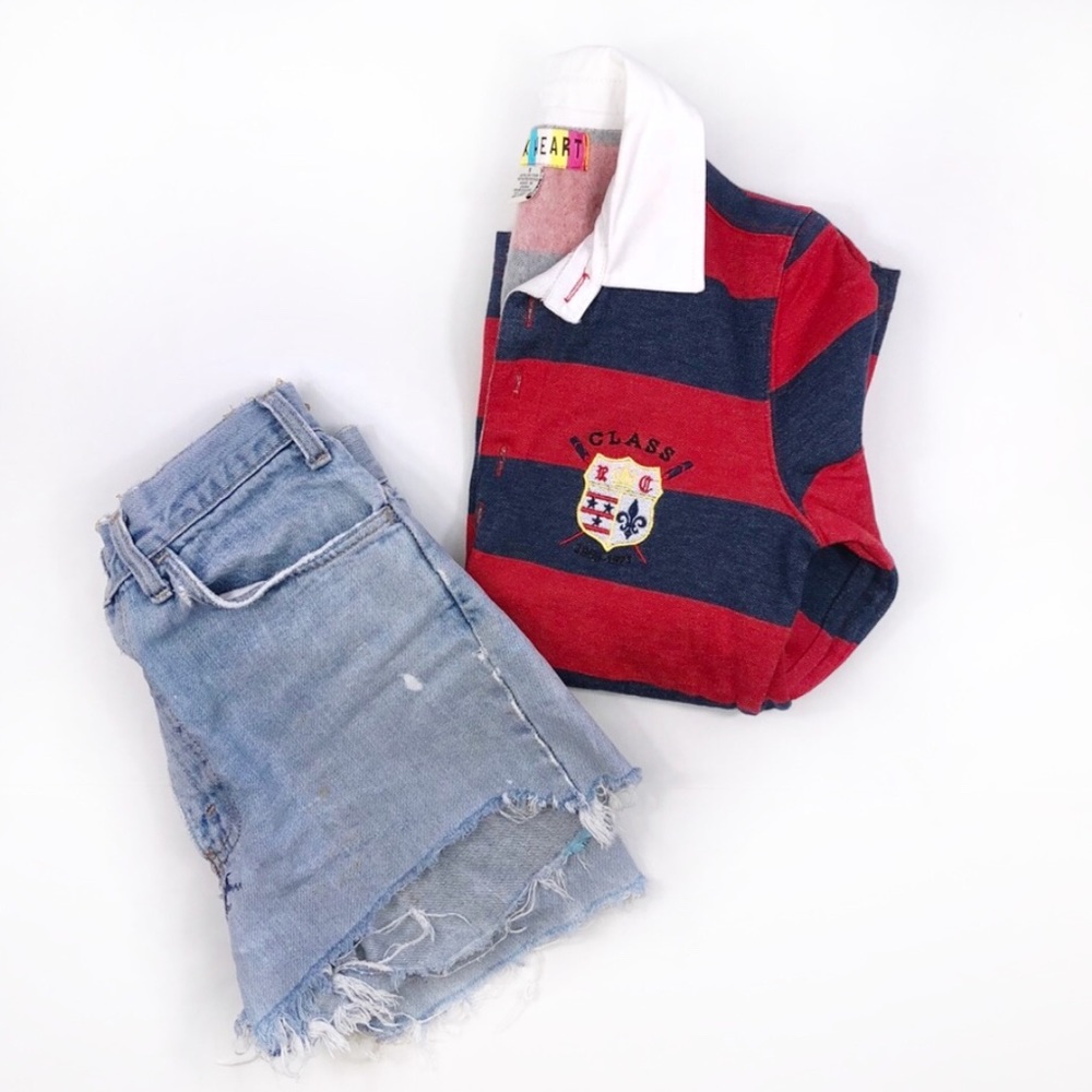 Blue and Red Long Sleeved Shirt